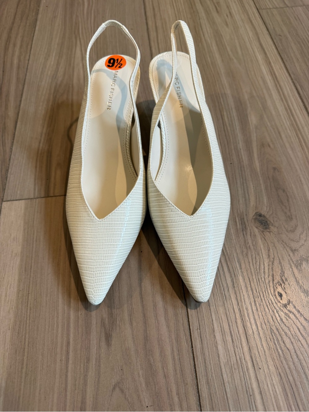 Marc Fisher Cream Pointed Slingback Flats